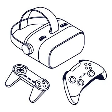 Flat Vector Illustration Of Virtual Reality Techno (2) Stock Illustration