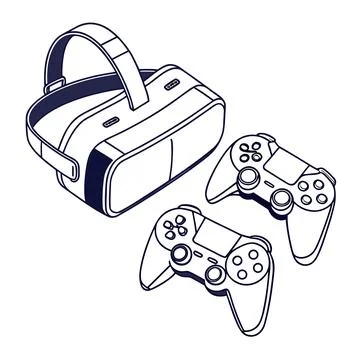 Flat Vector Illustration Of Virtual Reality Techno Stock Illustration