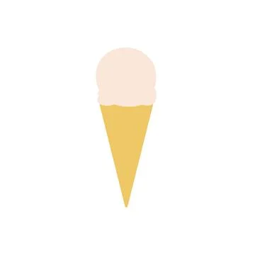 Flat vector illustration of waffle cone ball of plain vanilla chocolate ice Stock Illustration