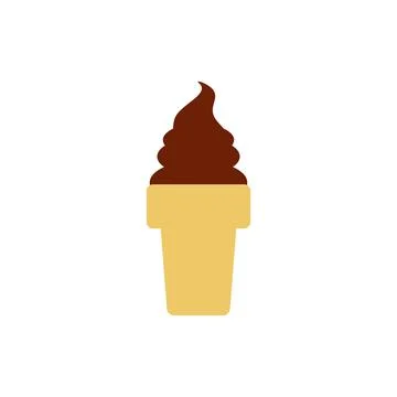 Flat vector illustration of waffle cone or cup with soft serve vanilla chocolate Stock Illustration