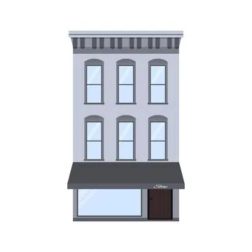Flat vector illustration of walk-up residential apartment building, brick hou Ilustración de archivo