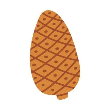 A flat vector illustration of a warm brown pine cone styled with a criss-cross Stock Illustration