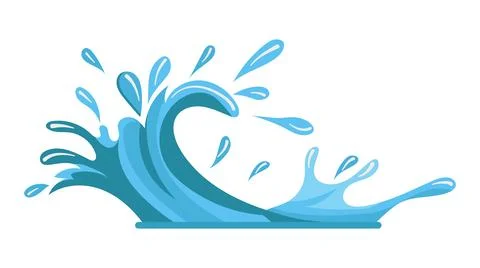 Flat vector illustration of a water splash showcasing a dynamic blue wave p.. Stock Illustration