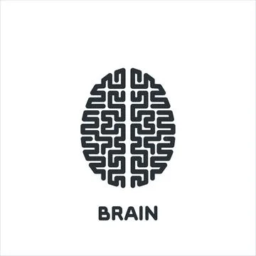 Flat vector illustration on white background, brain icon, smart technology Stock Illustration