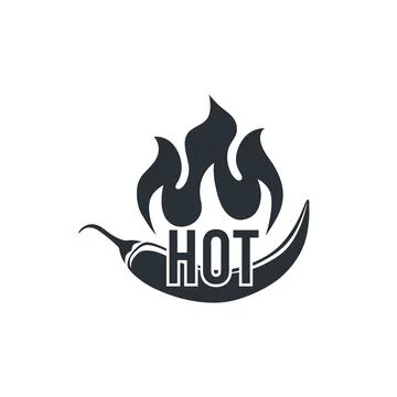 Flat vector illustration on white background, hot chili pepper icon and fire  Stock Illustration