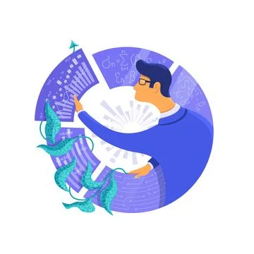 Flat vector illustration on a white background, a man in a business suit in a Stock Illustration