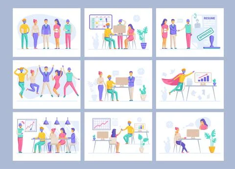 Flat vector illustration on a white background, a set of pictures on the topi Stock Illustration