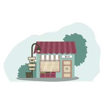 Flat vector illustration on a white background. Home concept with garden. O.. Stock Illustration