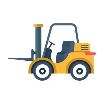 Flat vector illustration of yellow forklift vehicle icon Stock Illustration