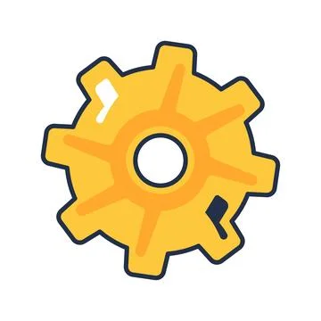 Flat vector illustration of a yellow industrial gear with an abstract mechanical Stock Illustration