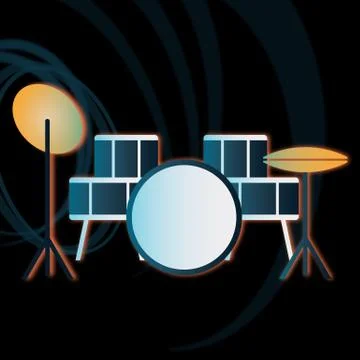 Flat vector ilustration of a set of drumbs. Rock band. Stock Illustration
