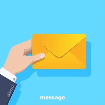 Flat vector image on a blue background, the hand of a man in a business suit  Illustrazione stock
