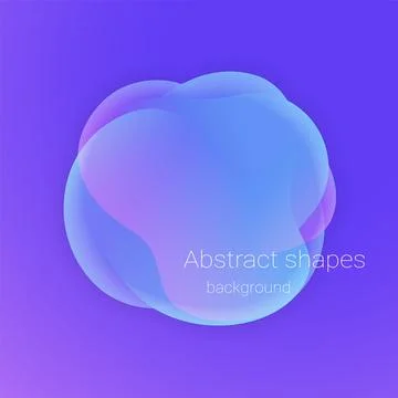 Flat vector image on blue background, abstract fluid shapes with text, modern Illustrazione stock