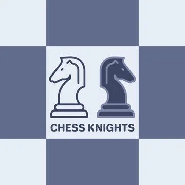 Flat vector image on chess background, chess tournament and knight figures Stock Illustration