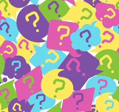 Flat vector image in the form of a pattern, message icons with question marks Stock Illustration