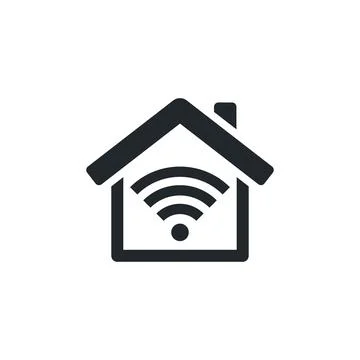 Flat vector image isolated on white background, house icon with signal or wir Illustrazione stock