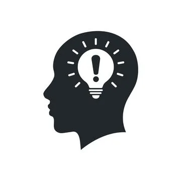 Flat vector image isolated on white background, head side view icon and light Stock Illustration
