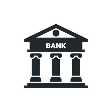 Flat vector image isolated on white background, bank icon with columns, finan Stock Illustration