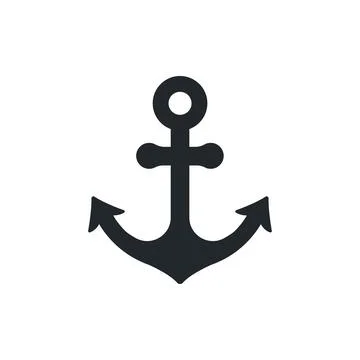 Flat vector image isolated on white background, anchor icon in black color, n Stock Illustration