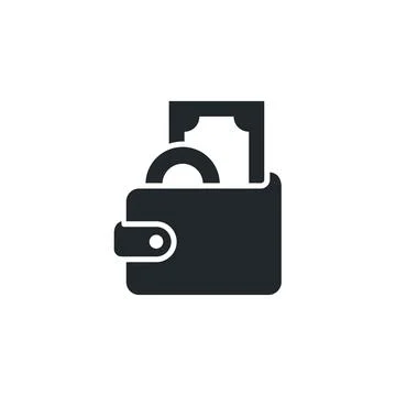 Flat vector image isolated on white background, wallet icon with coin and ban Stock Illustration