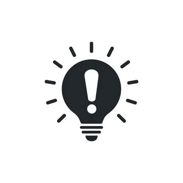 Flat vector image isolated on white background, shining light bulb icon with  Stock Illustration