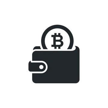 Flat vector image isolated on white background, wallet icon with bitcoin coin Stock Illustration