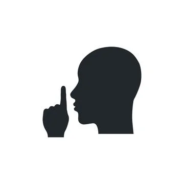 Flat vector image isolated on white background, human head and hand with fing Ilustração Stock