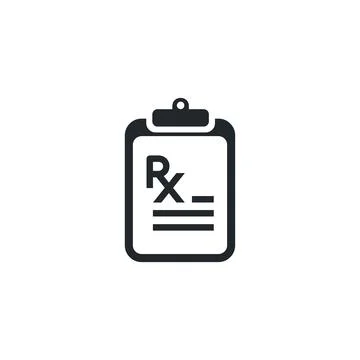 Flat vector image isolated on white background, medical prescription icon, he Stock Illustration