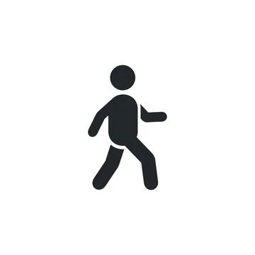 Flat vector image isolated on white background, walking man icon, road sign Stock Illustration