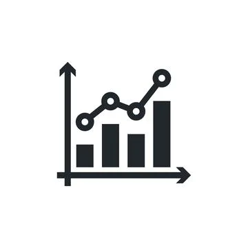 Flat vector image isolated on white background, chart icon from columns and a イラスト素材