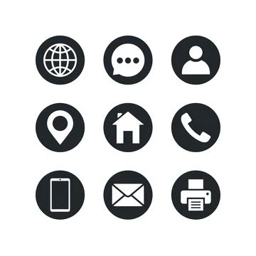 Flat vector image isolated on white background, business card icons, name and Stock Illustration