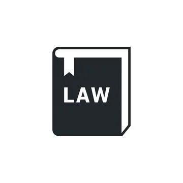 Flat vector image isolated on white background, book icon with word law, lega Stock Illustration