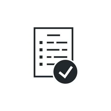 Flat vector image isolated on white background, document icon with check mark 스톡 일러스트
