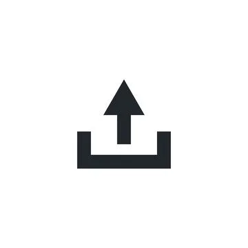Flat vector image isolated on white background, upload arrow up icon, compute Illustrazione stock