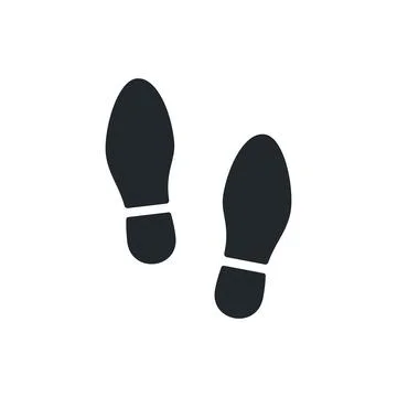 Flat vector image isolated on white background, shoe print icon, direction of Stock Illustration