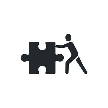 Flat vector image isolated on white background, icon of person pushing piece  Stock Illustration