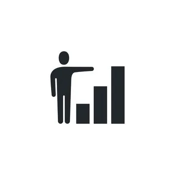 Flat vector image isolated on white background, icon of a person and a growin Stock Illustration