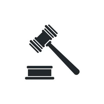 Flat vector image isolated on white background, judge gavel icon or auction Ilustración de archivo