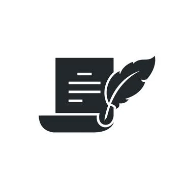 Flat vector image isolated on white background, document icon with bird feath 스톡 일러스트