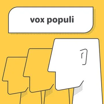 Flat vector image in a linear style on a yellow background, people heads an.. Stock Illustration