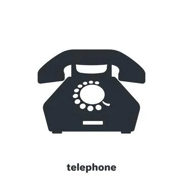 Flat vector image on white background, rare landline telephone icon in black, Stock Illustration