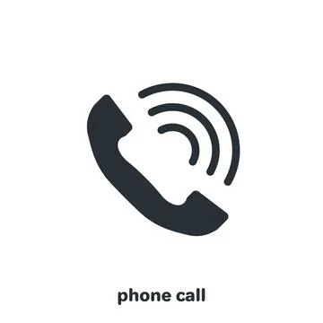Flat vector image on white background, telephone black color and three arcs a Ilustración de archivo