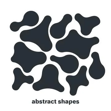 Flat vector image on white background, rounded shapes in black, set of elemen Stock Illustration