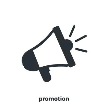 Flat vector image on white background, black icon in the form of loudspeaker, Stock Illustration