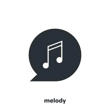 Flat vector image on white background, black icon in form of bubble with note Stock Illustration