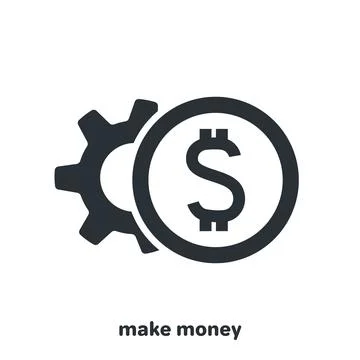 Flat vector image on white background, coin and gear icon, make money in busi Stock Illustration
