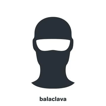 Flat vector image on white background, black balaclava icon, man hiding his f Stock Illustration