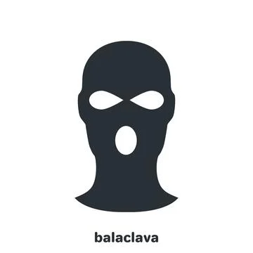 Flat vector image on white background, black balaclava icon, man hiding his f Stock Illustration