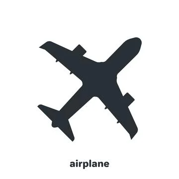 Flat vector image on white background, icon of a flying plane, silhouette of  스톡 일러스트