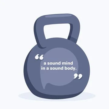 Flat vector image on white background, weight with quote, propoganda sport Stock Illustration